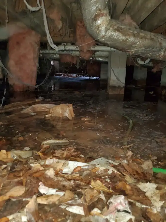 Crawl space flood assessment for Commercial Water Damage Restoration in West Athens