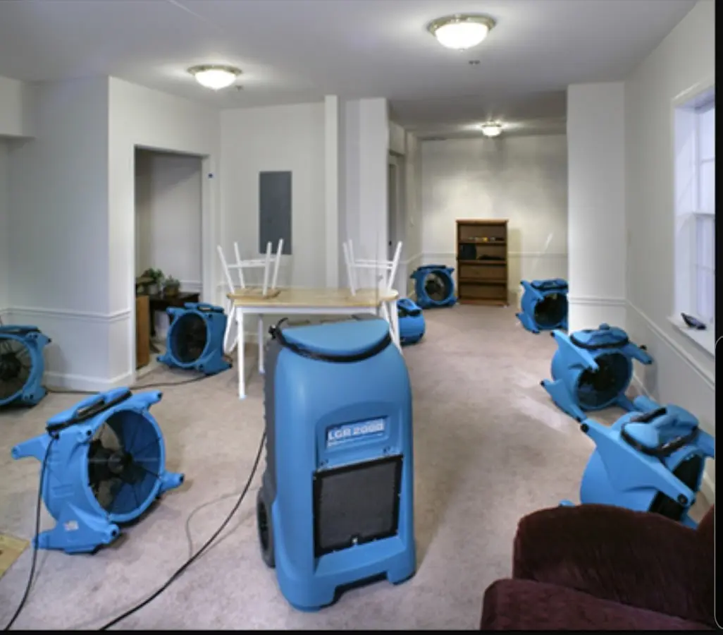 Air movers and dehumidifier setup for Water Extraction & Removal in West Athens